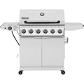 Royal Gourmet GA6406W 6 Burner Propane Gas Grill with Foldable Right-Side Table, 74,000 BTUs, Cabinet Style Gas BBQ Grill with Side Burner for Barbecue Grilling &amp; Backyard Cooking, White