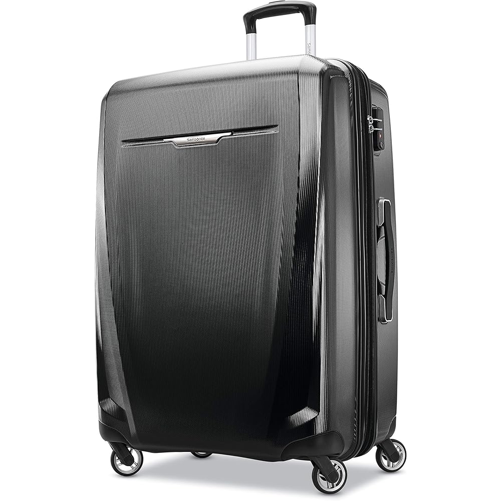 | Samsonite Winfield 3 DLX Hardside Expandable Luggage with Spinners, Black, Checked-Large 28-Inch | Suitcases