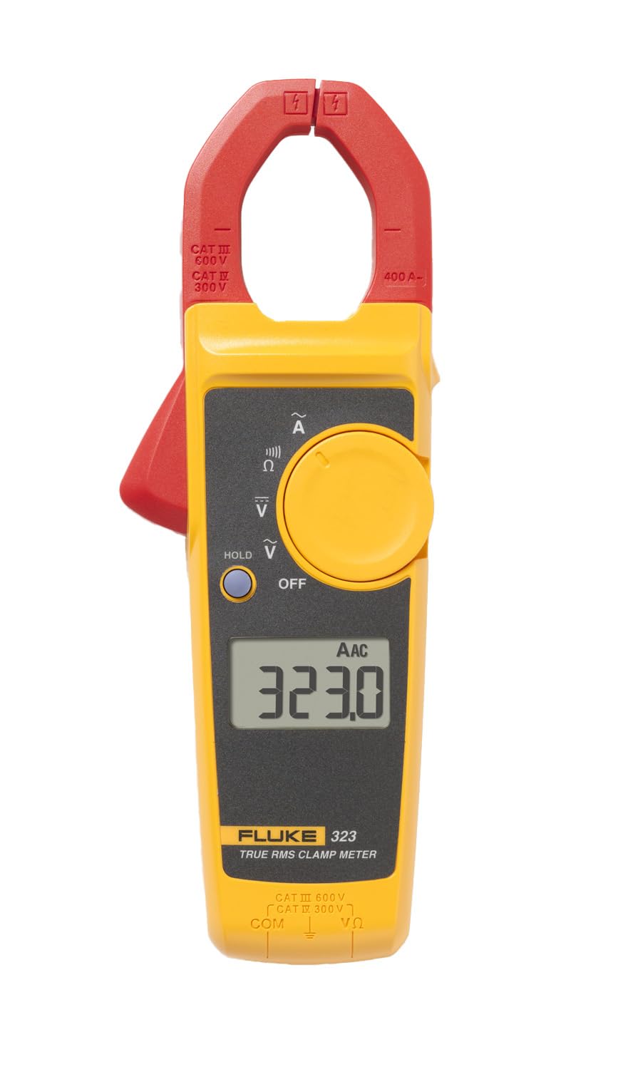 Fluke 323 Clamp Meter For Commercial/Residential Electricians, Measures AC Current To 400 A,Measures AC/DC Voltage To 600 V, Resistance And Continuity, Includes 2 Year Warranty And Soft Carrying CaseFluke MultimeterIndustrial &amp; Scientific