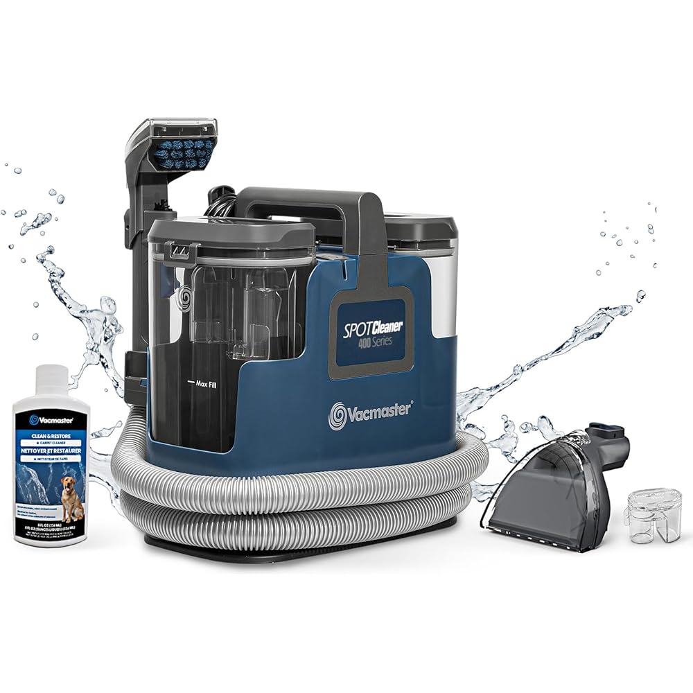 Vacmaster SCB301 400 Series Portable Carpet &amp; Upholstery Spot Cleaner Machine, 15Kpa Power Suction with Versatile Tools for Pets, Area Rugs and Couches