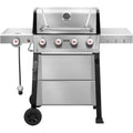 Feasto 4-Burner Propane Gas Grill with Side Burner&amp;Table, Outdoor BBQ Grill with Porcelain-Enamel Cast Iron Grates for Patio, 48,000 BTU Output Propane Grills for Outdoor Cooking, Stainless Steel