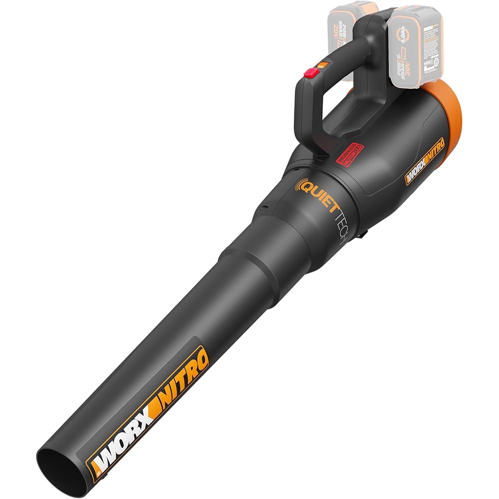 WORX Nitro WG581.9 40V Cordless Leaf Blower, Quiet Electric Blower for Lawn Care with 530CFM &amp; 140MPH, Batteries &amp; Charger Not Included