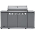 Brand-Man 6-Burner Gas Outdoor Kitchen Grill Island with Side Burner 72,000 BTU Stainless Steel BBQ Grill Station with Storage Cabinets, Fold-out Prep Table, LPG/NG Convertible, Gray