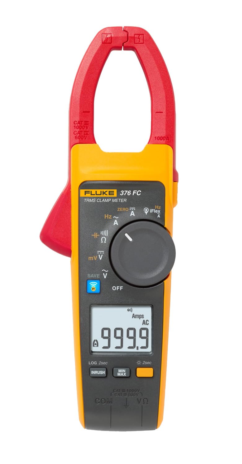 Fluke 376FC AC/DC Clamp Meter with iFlex For Industrial/Commercial Electricians, VFD Low Pass Filter For Accurate Measurements, Inrush Measurements, Bluetooth Connectivity For Remote MeasurementsIndustrial &amp; Scientific