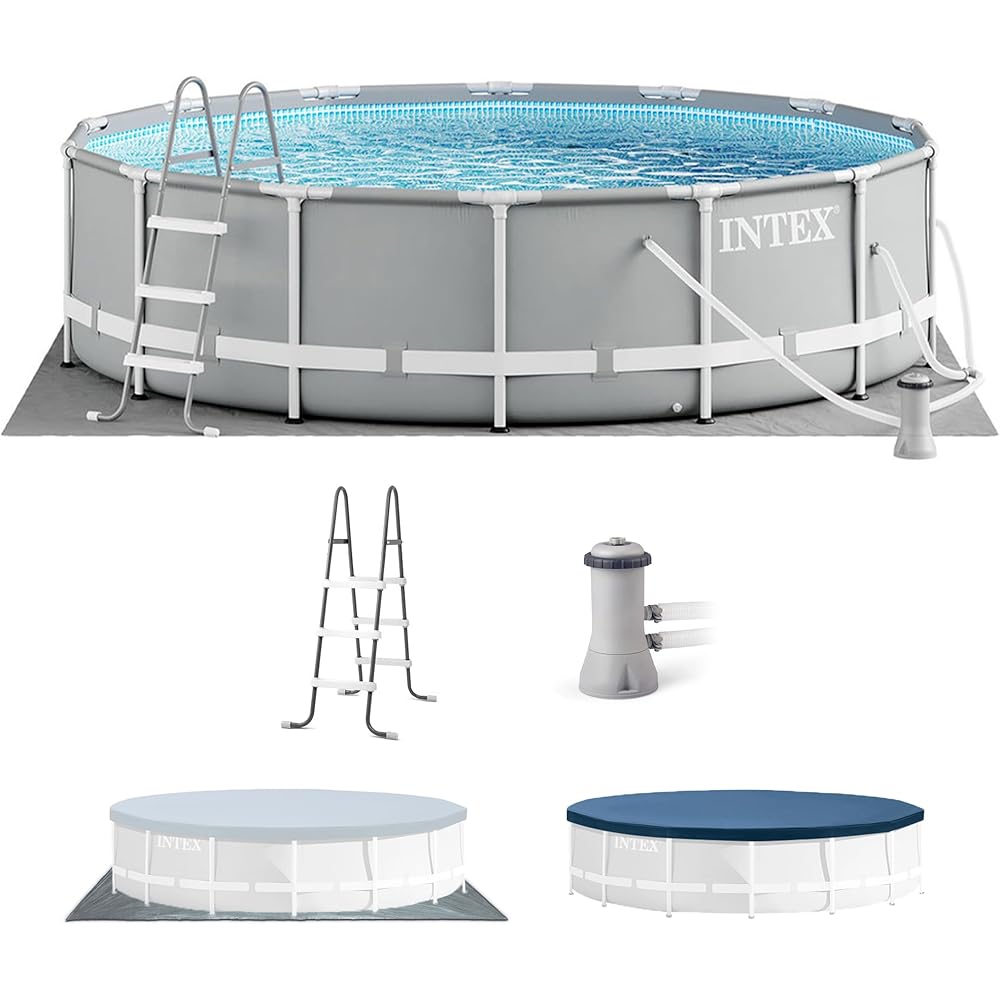 Intex 26719EH Prism Frame Premium Above Ground Swimming Pool Set14ft x 42in – Includes 1000 GPH Cartridge Filter Pump – SuperTough Puncture Resistant – Rust Resistant – 3357 Gallon Capacity