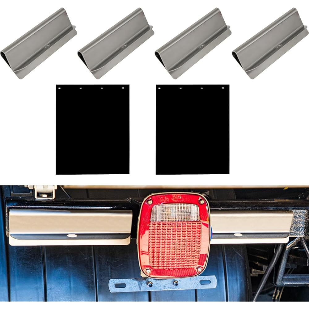 Buyers Products 8591100 Stainless Steel Mud Flap Clamps and RC24PPB 24x30 Inch Polymer Mudflaps, Mud Flaps and Hangers for Protection and Security, Hardware Included