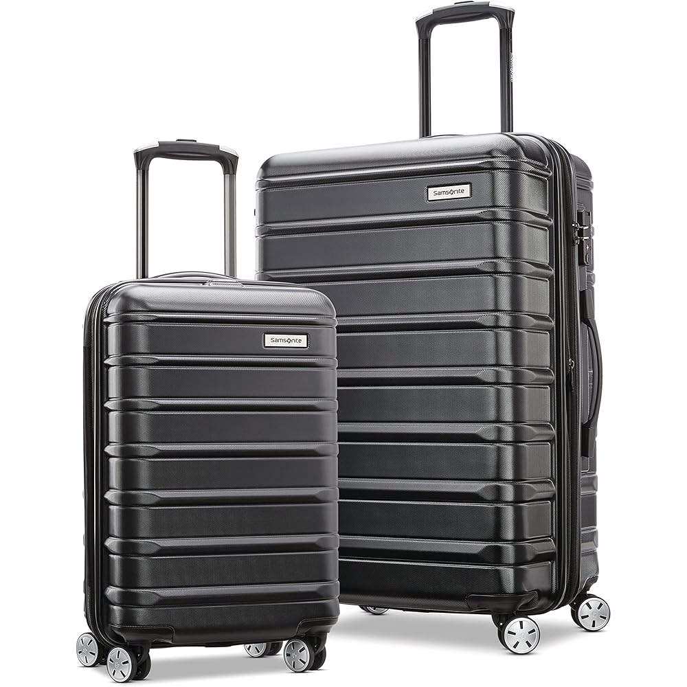 | Samsonite Omni 2 Hardside Expandable Luggage with Spinner Wheels, 2-Piece Set (19/24), Midnight Black | Luggage Sets