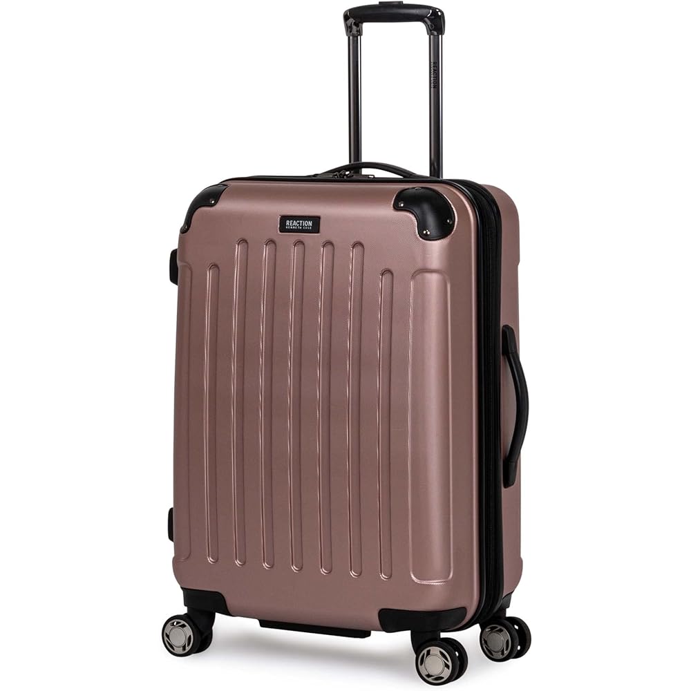 | Kenneth Cole REACTION Renegade Luggage Expandable 8-Wheel Spinner Lightweight Hardside Suitcase, Rose Gold, 24-Inch Checked | Suitcases