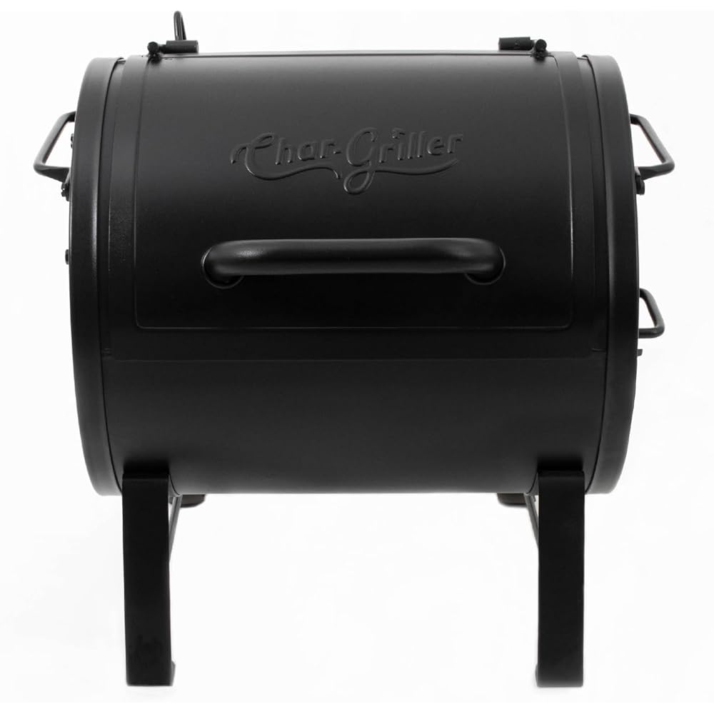 Char-Griller® Portable Charcoal Grill and Side Fire Box Attachment for Texas-Style Offset Smoking Methods with 250 Cooking Square Inches in Black, Model E82424