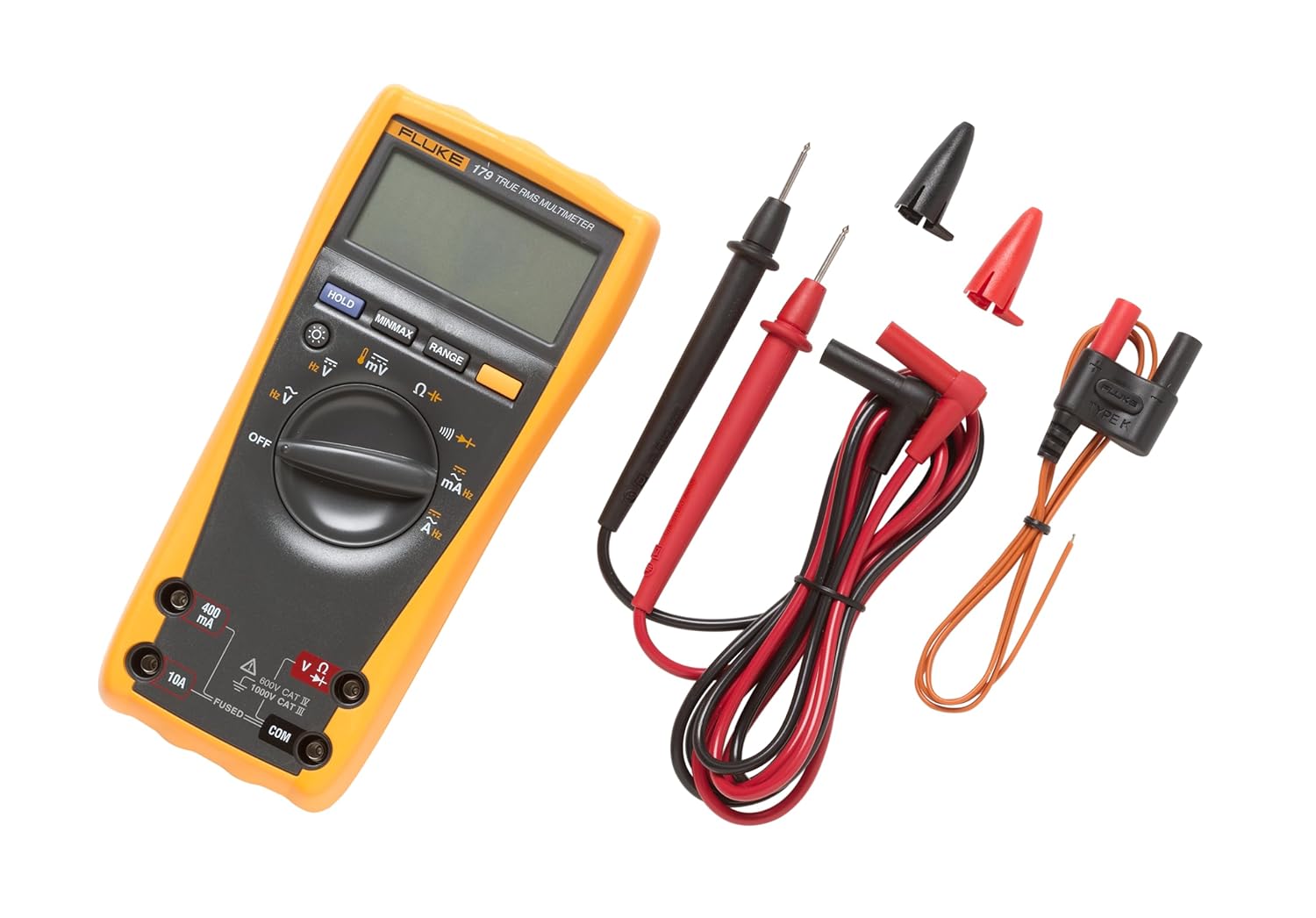 Fluke 179 Multimeter with Backlight, Includes Built-In Thermometer to Measure Temperature, Measures True-RMS AC Current and Voltage, Frequency, Capacitance, Resistance, Continuity and Diode Stud Finders And Scanning Tools