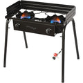 Flame King Outdoor Propane Double Dual Burner Stove 200K BTU Turkey Fryer/Camp Cooker, Portable with Stand Great for Backyard Cooking, Home Brewing &amp; Canning