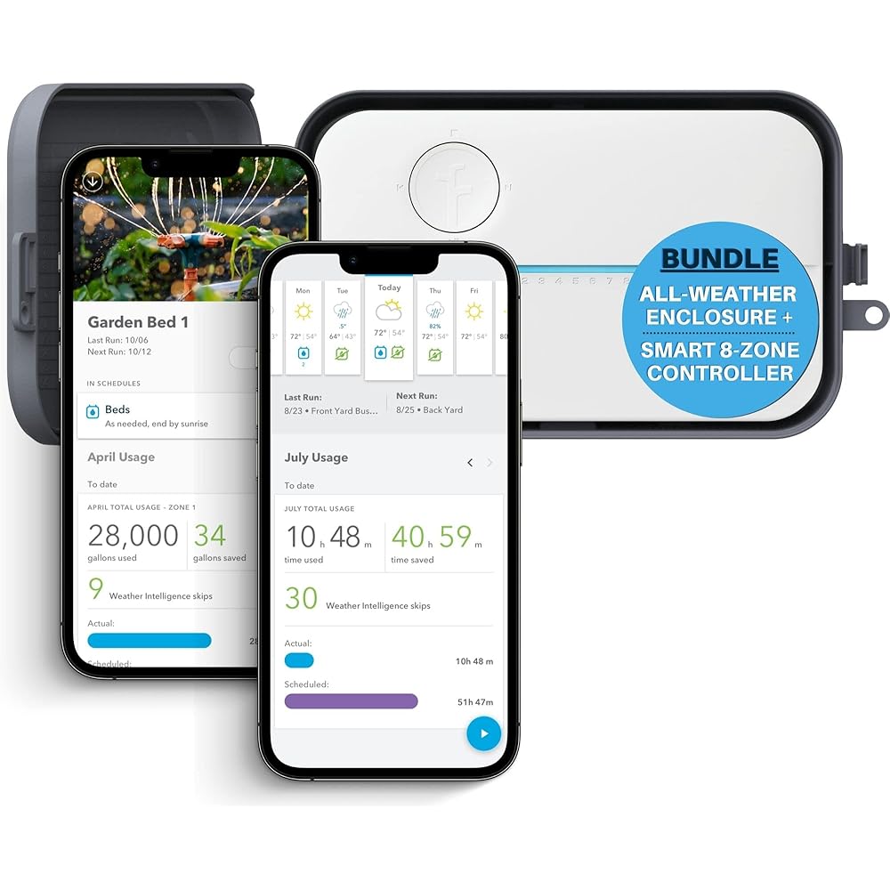 Rachio 3 Smart BundleIncludes Rachio 3rd Generation-8 Zone Smart Sprinkler Controller (Alexa Compatible w/ Hyperlocal Weather Intelligence Plus &amp; Rain Skip) &amp; Rachio Weatherproof Outdoor Enclosure