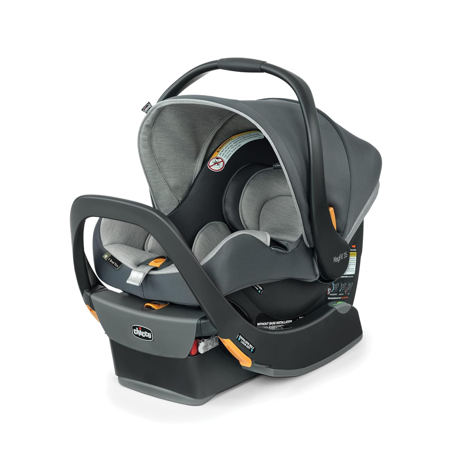 Chicco KeyFit® 35 ClearTex® Infant Car Seat and Base, Rear-Facing Seat for Infants 4-35 lbs., Includes Infant Head and Body Support, Compatible with Chicco Strollers, Baby Travel Gear | Cove/Grey