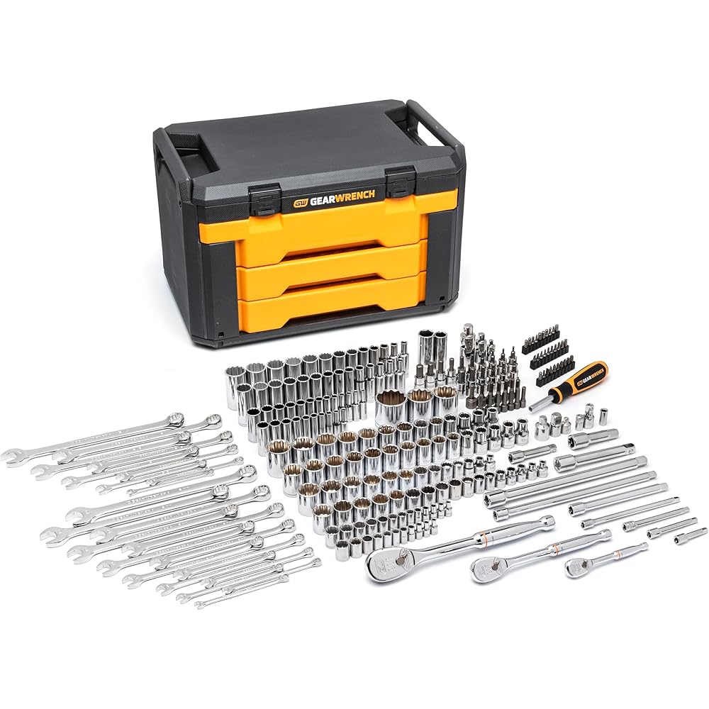 GEARWRENCH 243 Pc. 12 Pt. Mechanics Tool Set in 3 Drawer Storage Box 80972