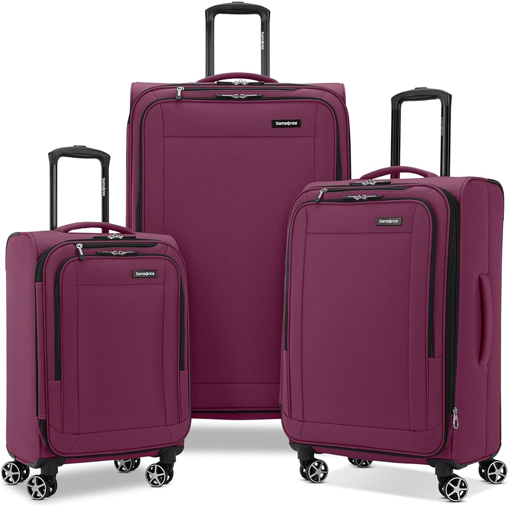 | Samsonite Saire LTE Softside Expandable Luggage with Spinners | Raspberry | 3PC (CO/MED/LG) | Carry-Ons