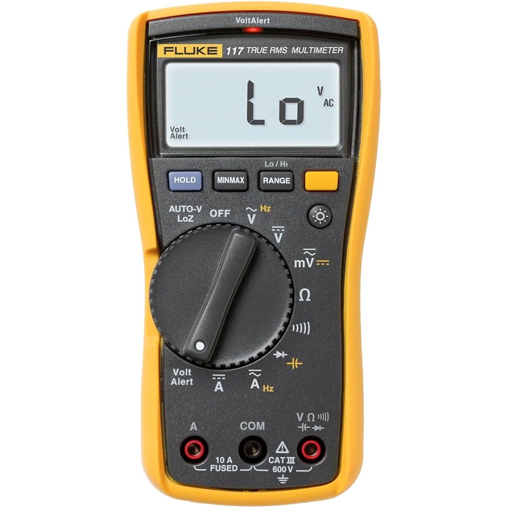 Fluke 117 Digital Multimeter, Non-Contact AC Voltage Detection, Measures Resistance/Continuity/Frequency/Capacitance/Min Max Average, Automatic AC/DC Voltage Selection, Low Impedance Mode Stud Finders And Scanning Tools