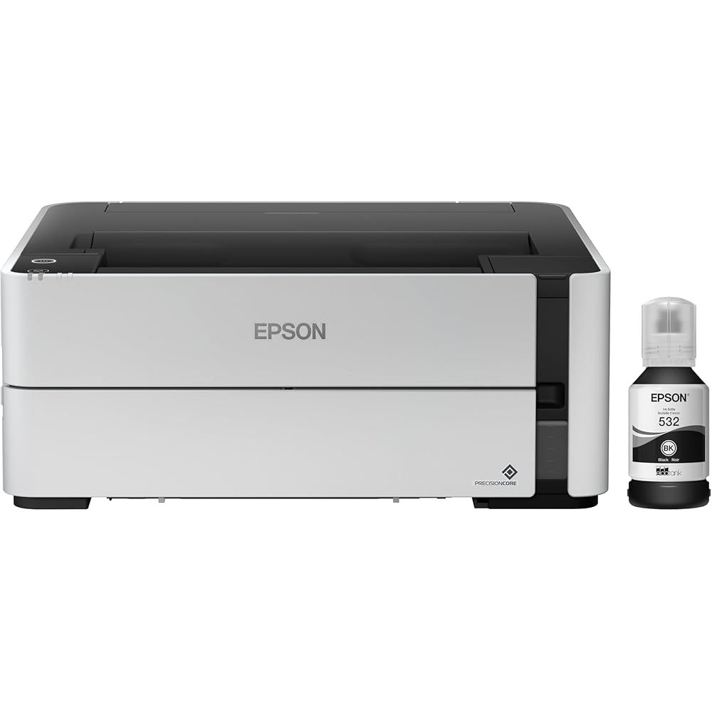 Epson EcoTank ET-M1170 Wireless Monochrome Supertank Printer with Ethernet PLUS 2 Years of Unlimited Ink*,White