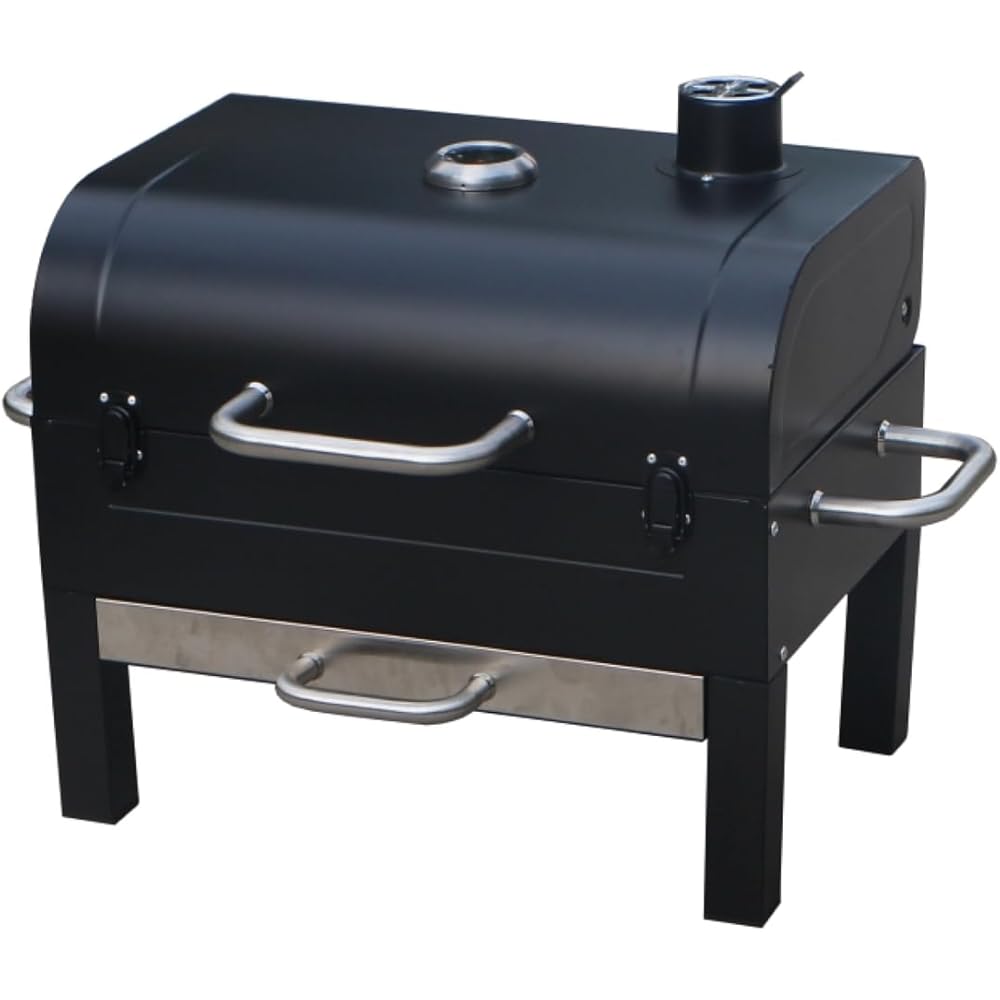 GasOne Portable Tabletop BBQ Grill 18-inch, 2-Tiered, Side Handles &amp; Lid Compact Charcoal Grill for Picnic &amp; Tailgate