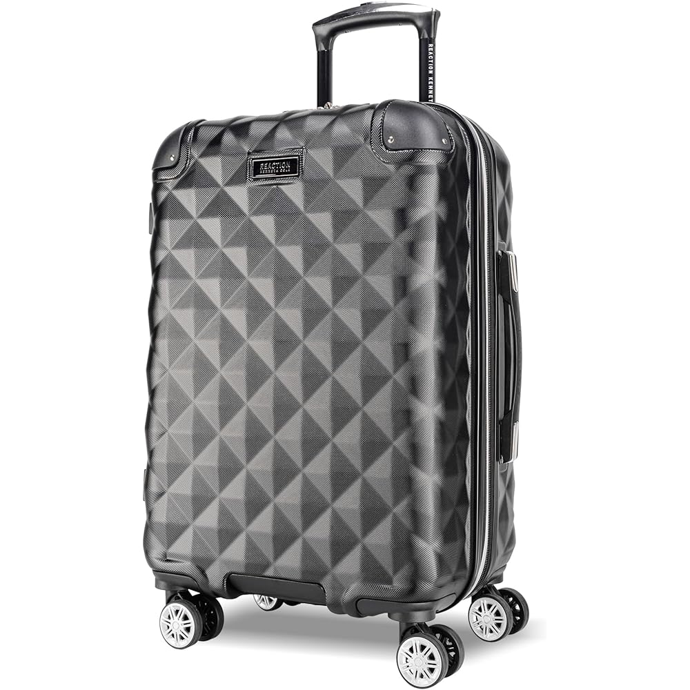 | Kenneth Cole REACTION Diamond Tower Collection Lightweight Hardside Expandable 8-Wheel Spinner Travel Luggage, Black, 20-Inch Carry On | Suitcases