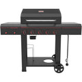 Megamaster 720-0982 5 Burner Propane Barbecue Gas Grill, Side Shelves with Hooks, for Outdoor Cooking, Patio, Garden Barbecue Grill, 50000 BTUs, Open Chart, Black